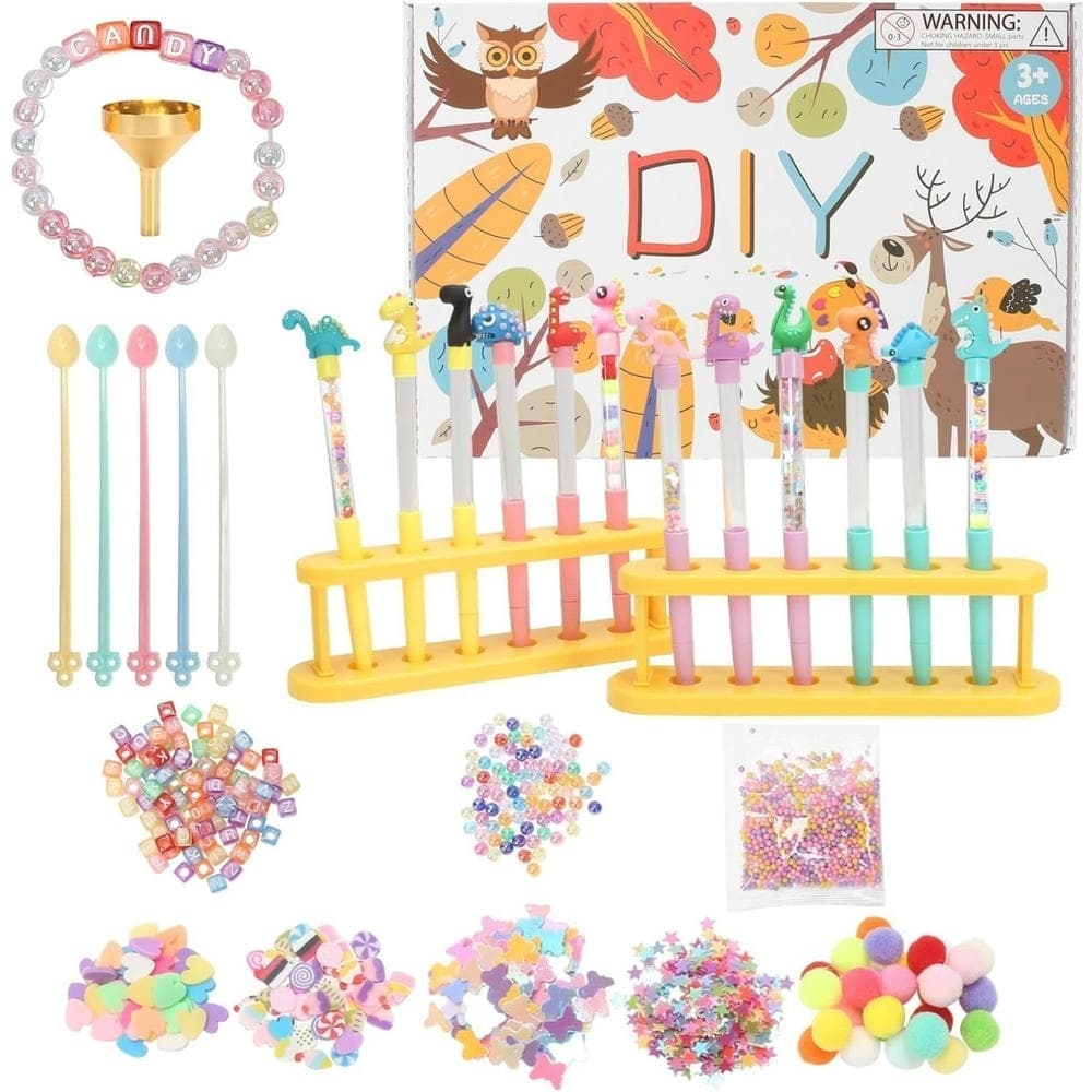 12-teiliges Dino-DIY-Glitzer-Kugelschreiber-Set