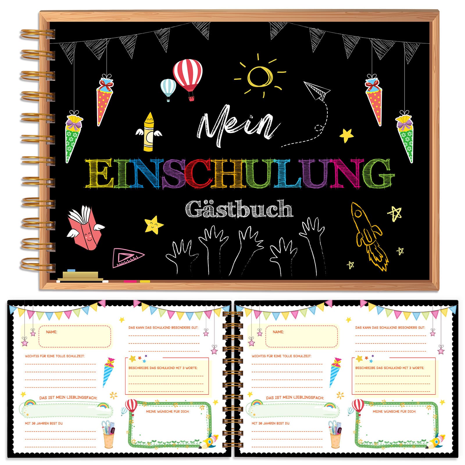 Erinnerungsalbum zum ersten Schultag mit Gästebuch