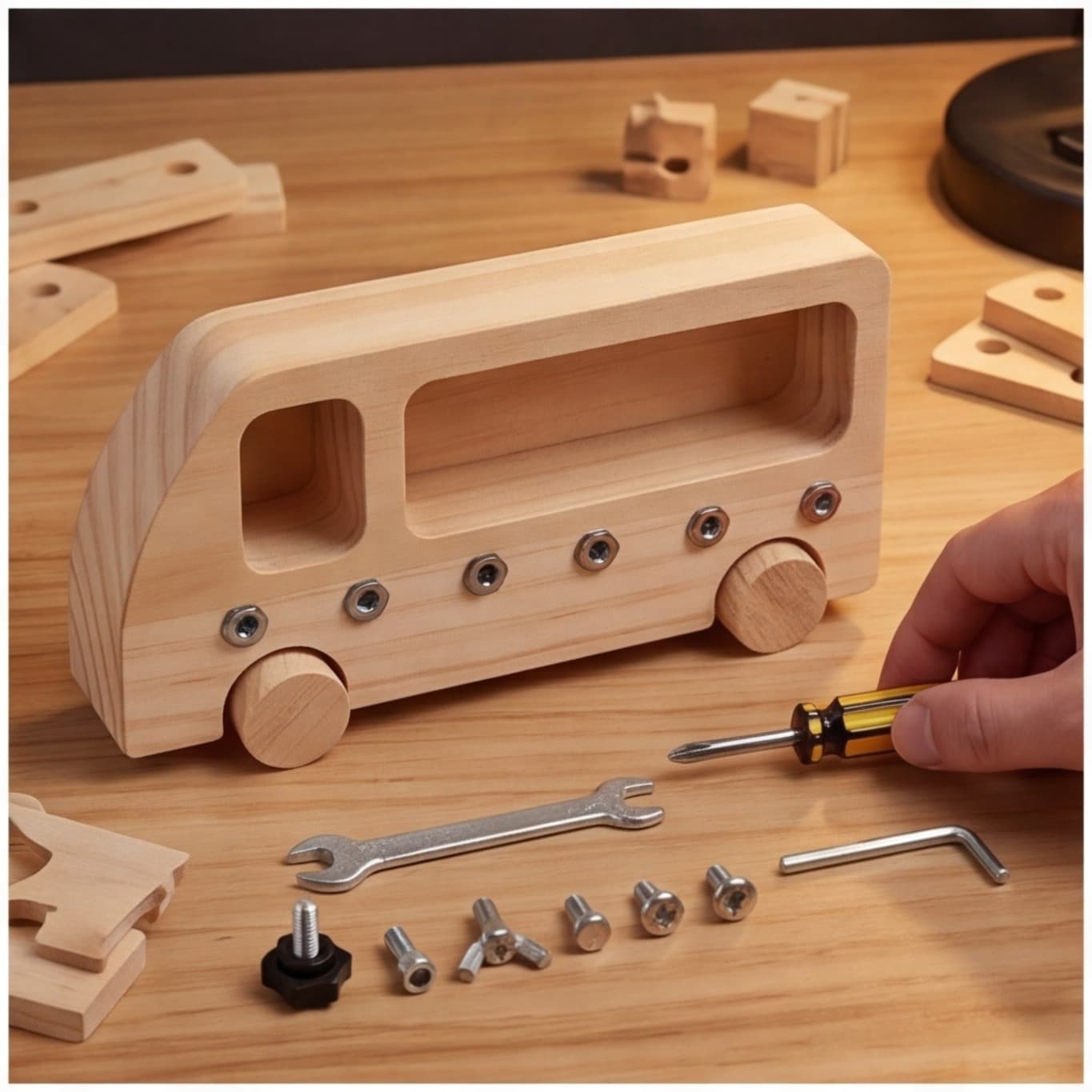 Kit créatif voiture en bois pour fête et déco