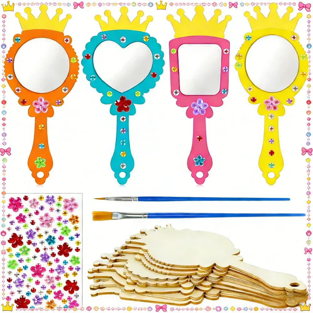 Mirror Decoration Craft Kit with Brushes and Rhinestones