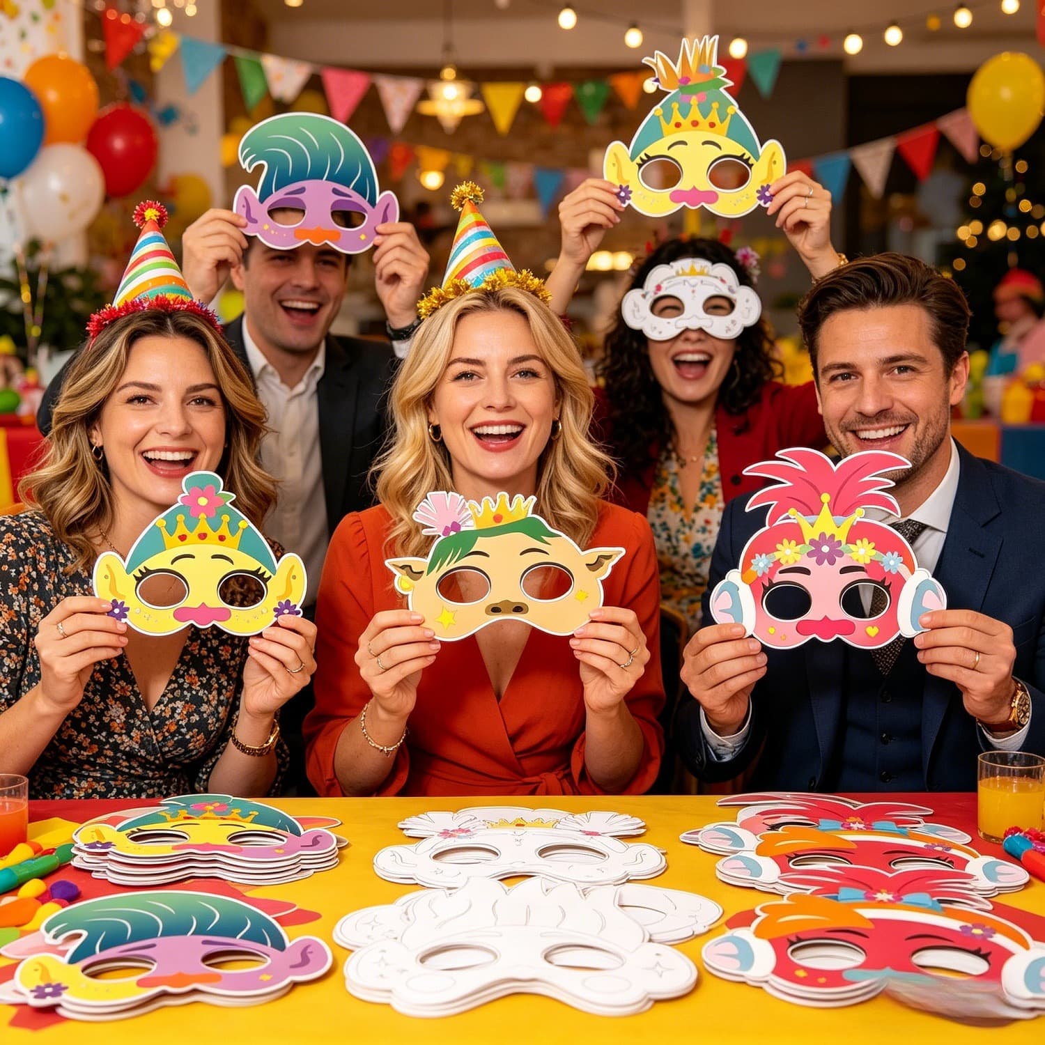 50-Piece Craft Kit with 24 Paper Masks and Rhinestones