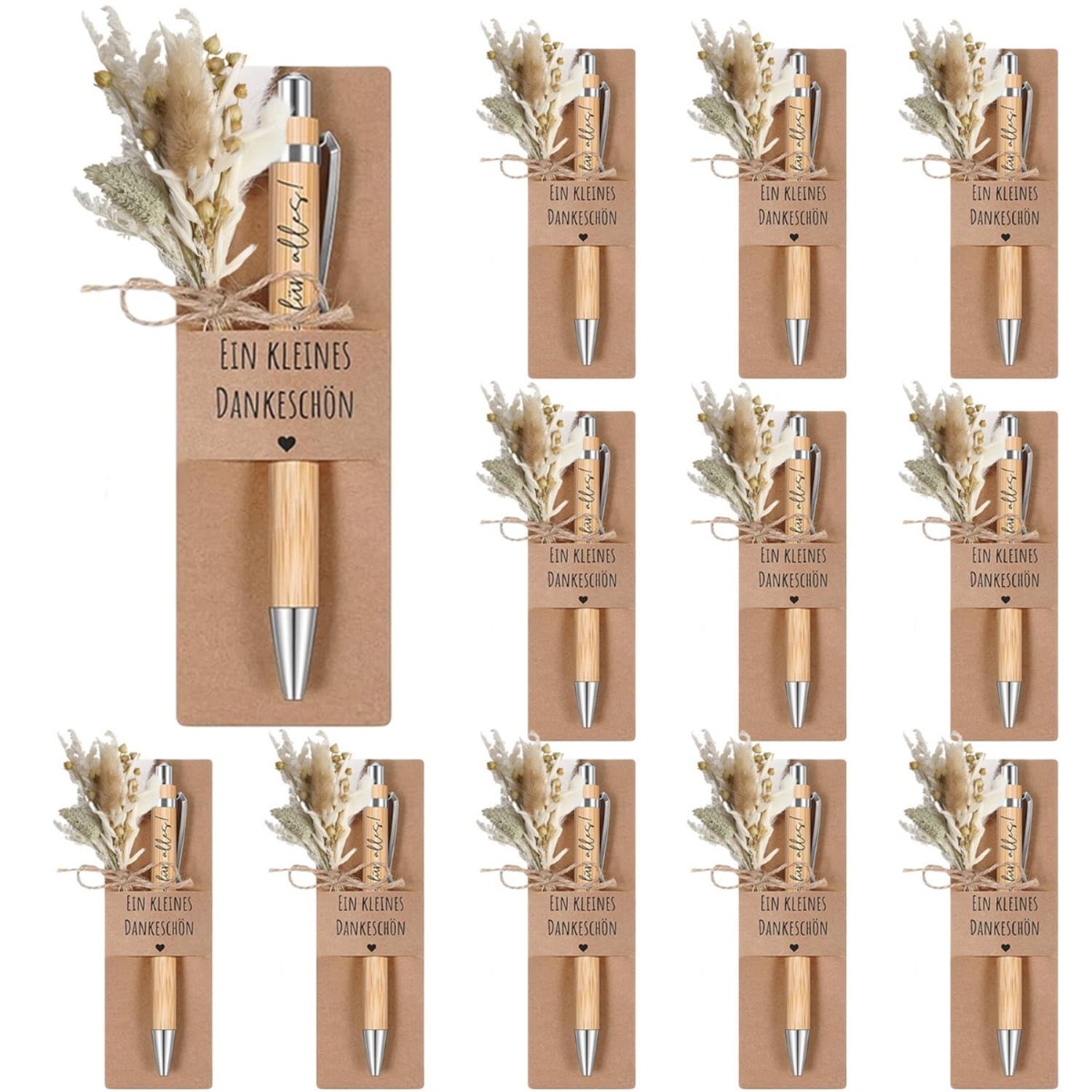 Geschenkset Dankeschön Trockenblumen Holzstifte