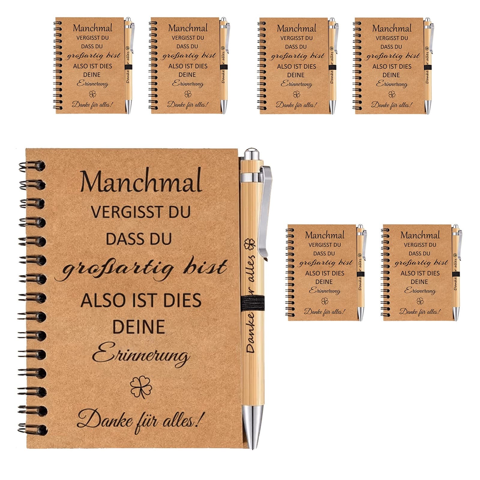 Partyzubehör & Geschenkset: 6 Notizbücher und 6 Stifte