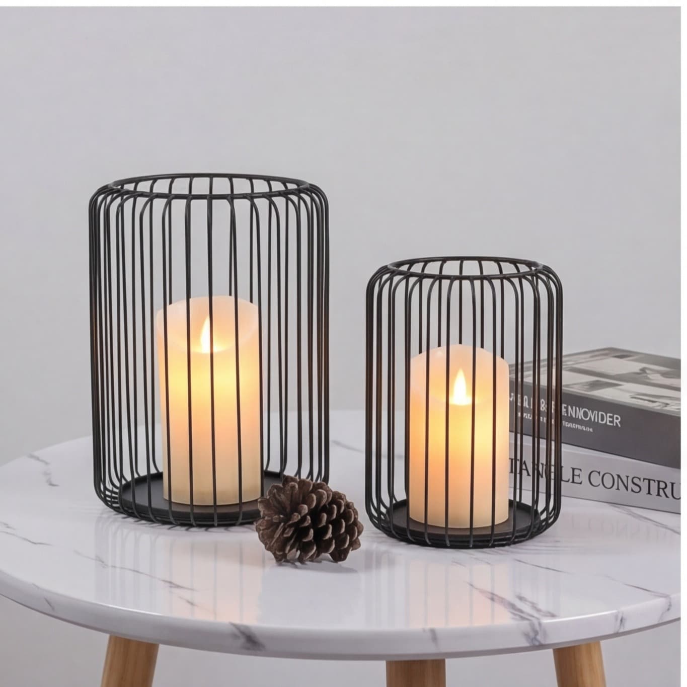 2er-Set Metall-Windlichter im Drahtlaternen-Design