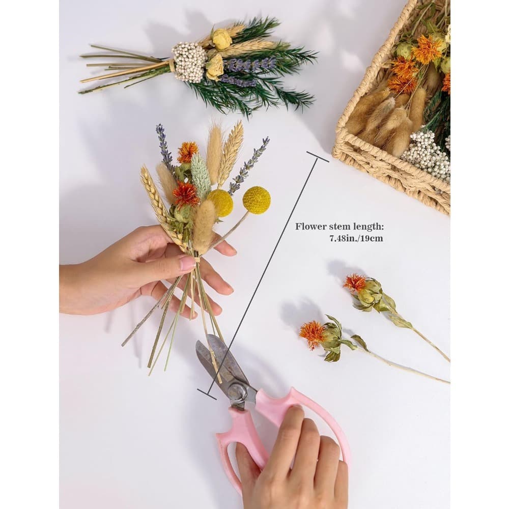 Mini-Trockenblumen-Set, 115 Teile, 9 Sorten, braun