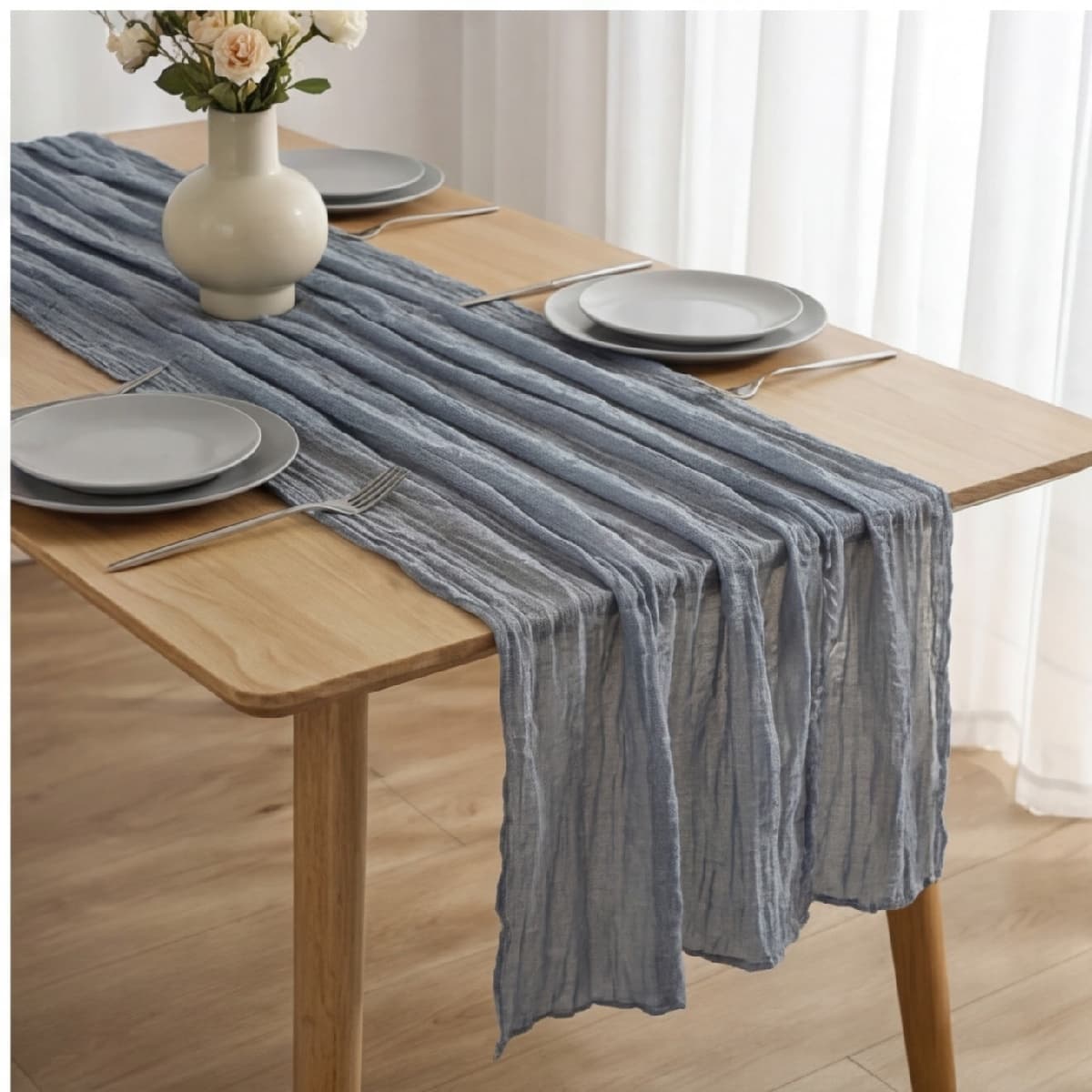 Moderner Tischläufer Blasenmuster 80x300 cm grau-blau