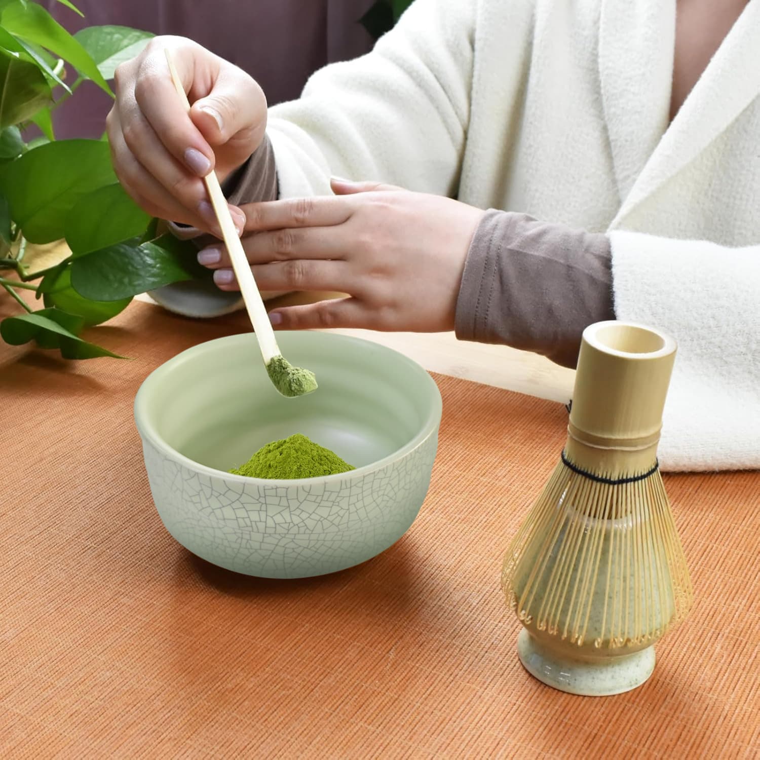 Set matcha da 9 pezzi, verde effetto vetro