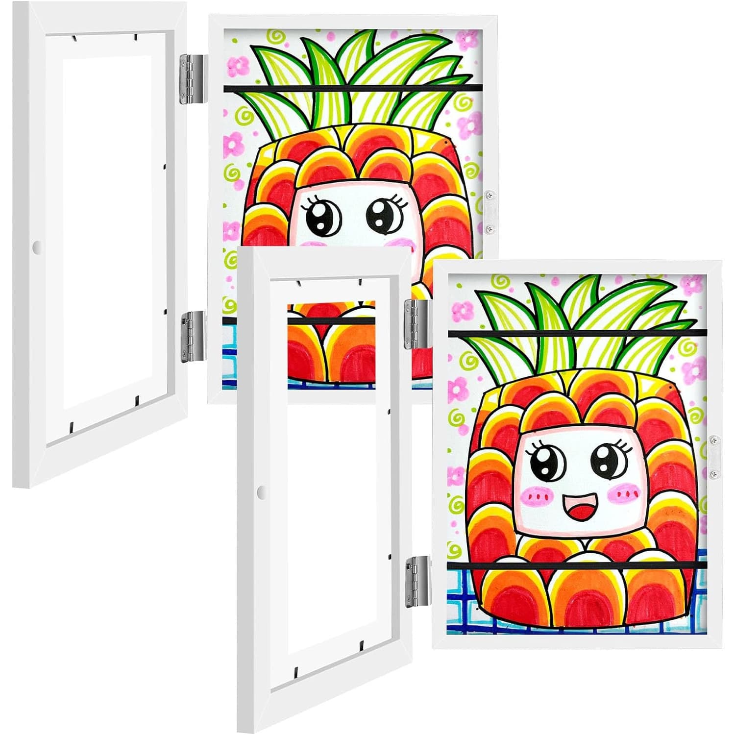 Magnetische Bilderrahmen zum Aufklappen, 2er-Set weiß