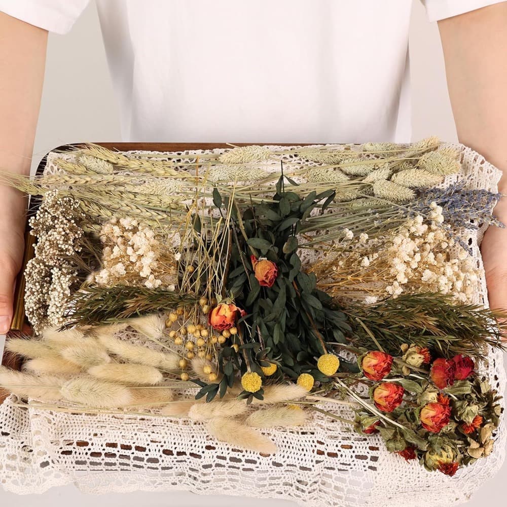 Set di 160 mini fiori secchi per decorazione e bricolage