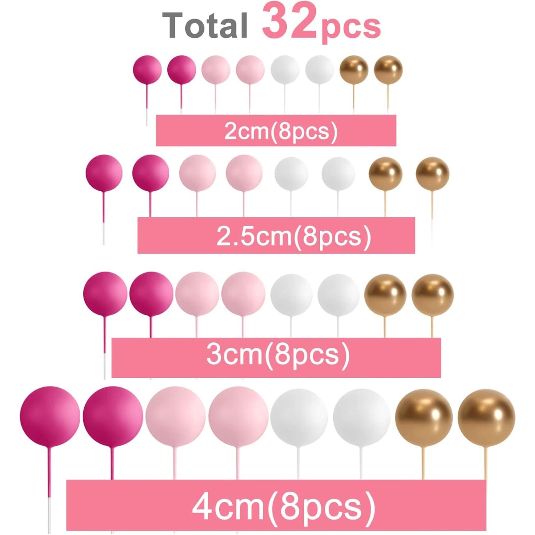 Deko-Perlen 32er-Set in Pink, Gold und Weiß