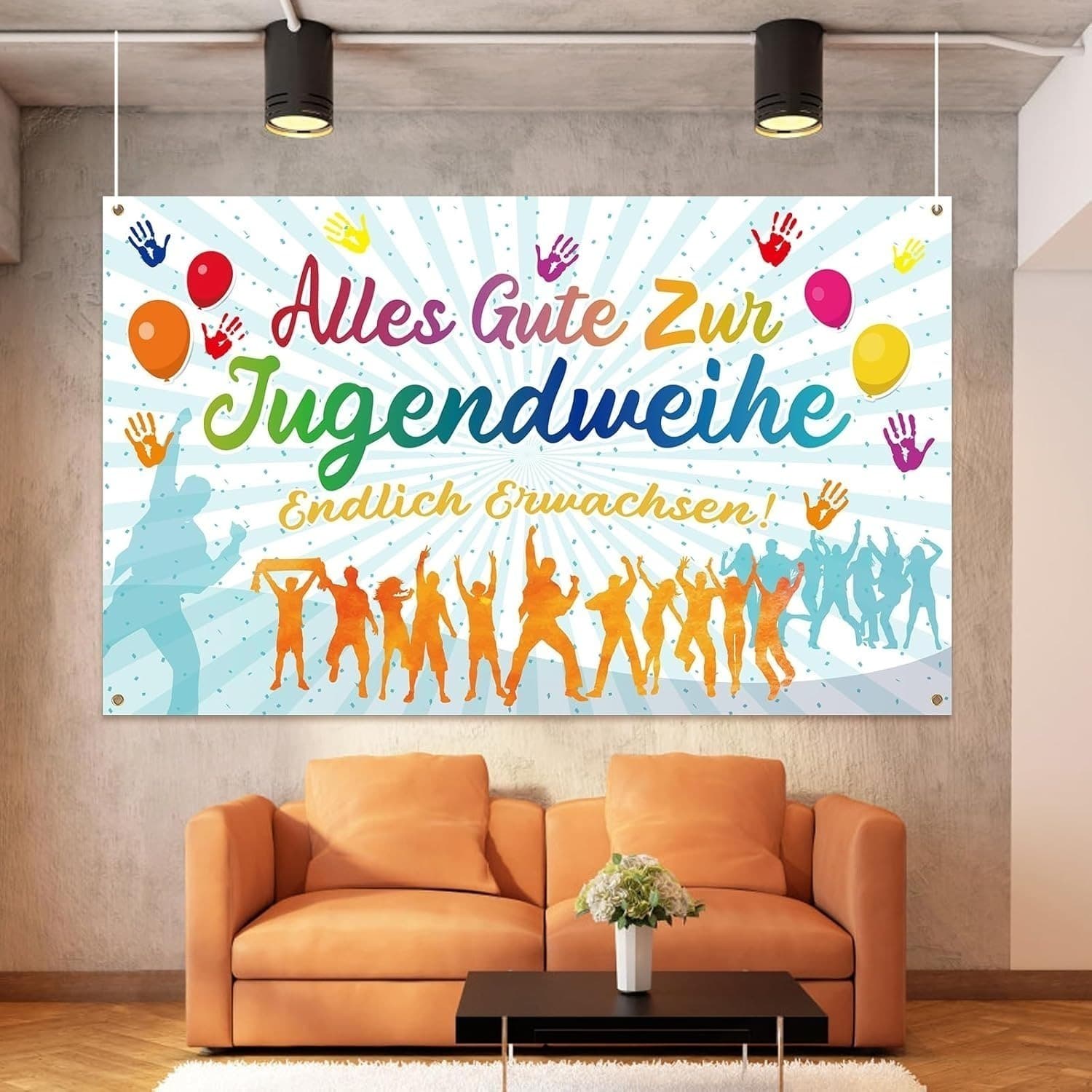 Banner zur Jugendweihe mit Schriftzug Finally An Adult