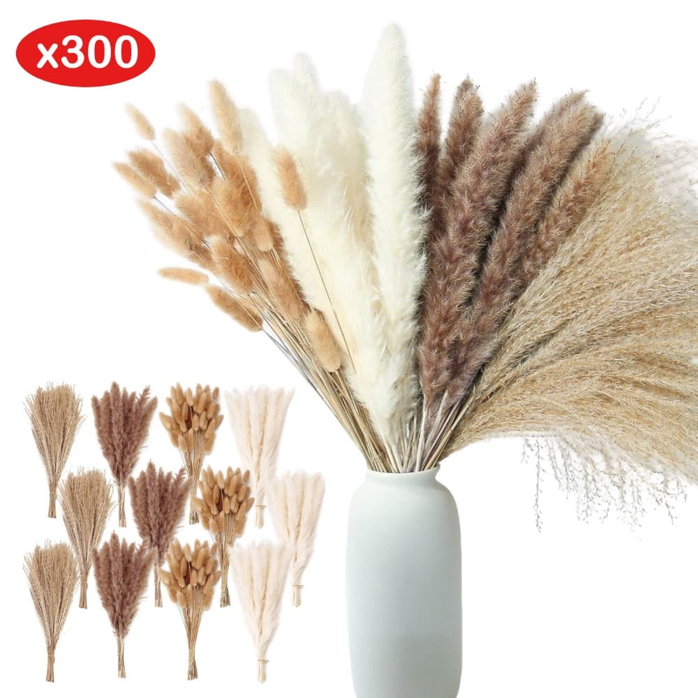 300-teiliges Trockenblumen-Set mit Pampas- und Hasenschwanzgras