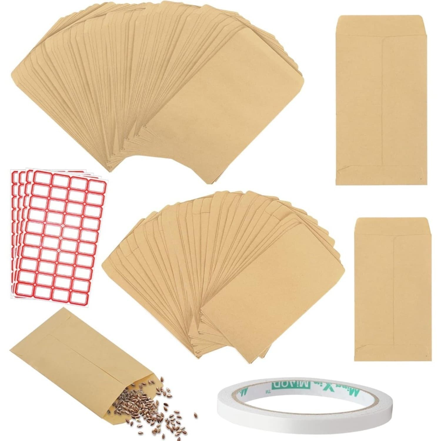 140 braune Kraftpapier-Beutel mit Kordelzug