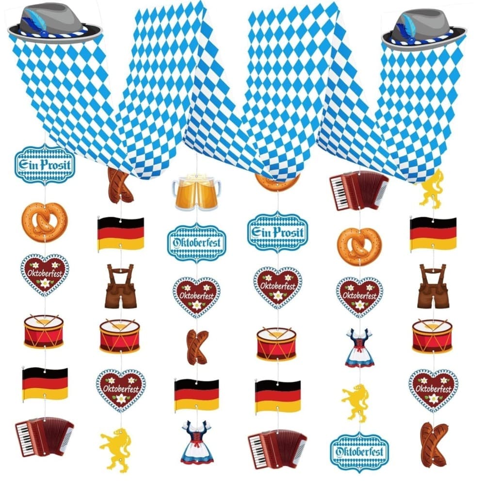 Oktoberfest Deckenbanner 270x30 cm Blau Weiß