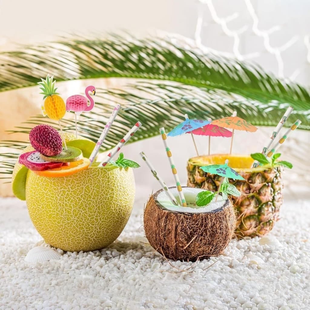 Hawaiianisches Party-Deko Set mit Blumen & Palmen, 20-teilig