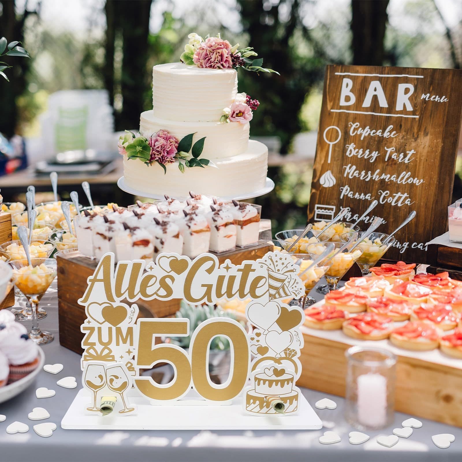 Holz-Geldgeschenk zur Goldenen Hochzeit mit Muster
