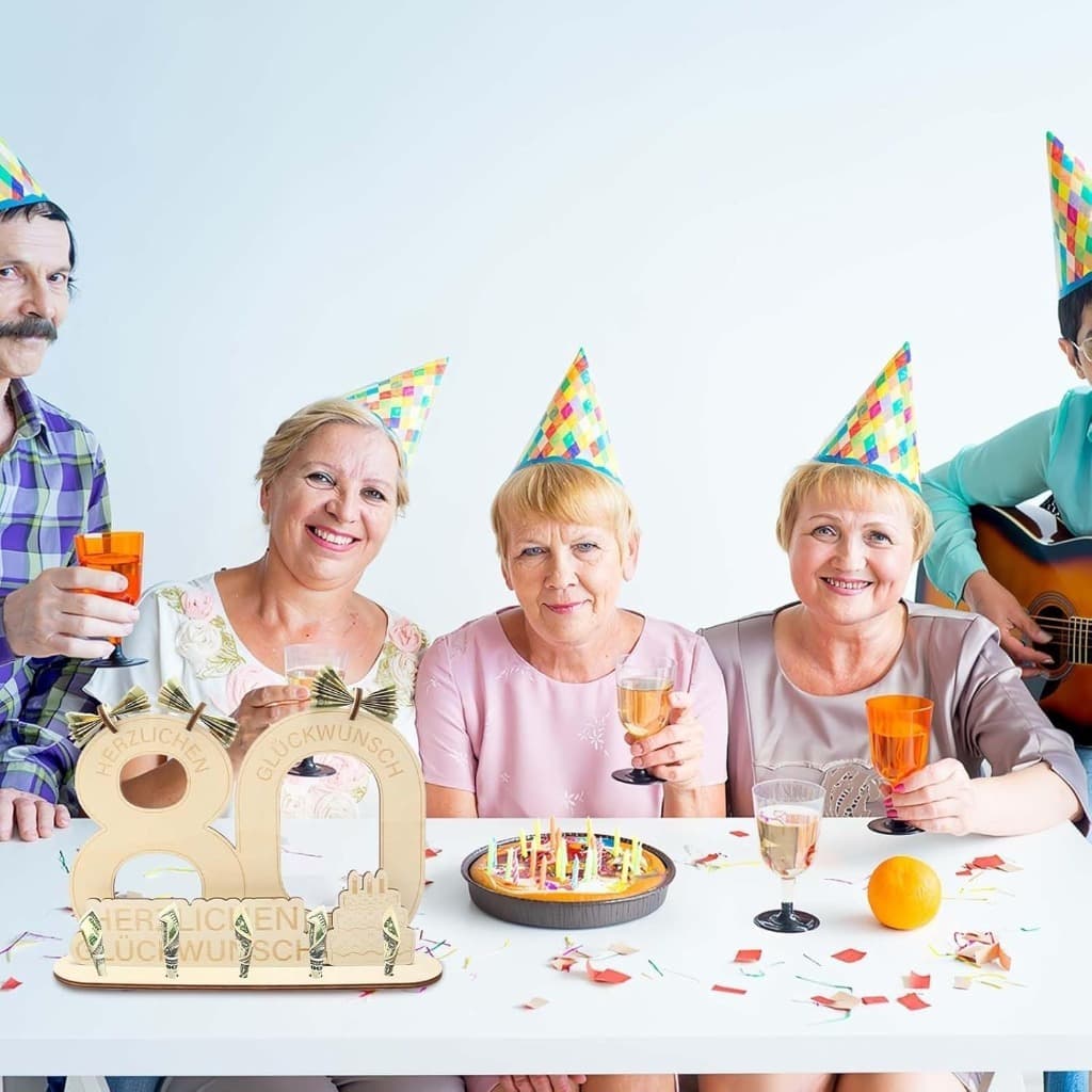 Holzzahl 80 als Geburtstagsdeko und Geschenkidee