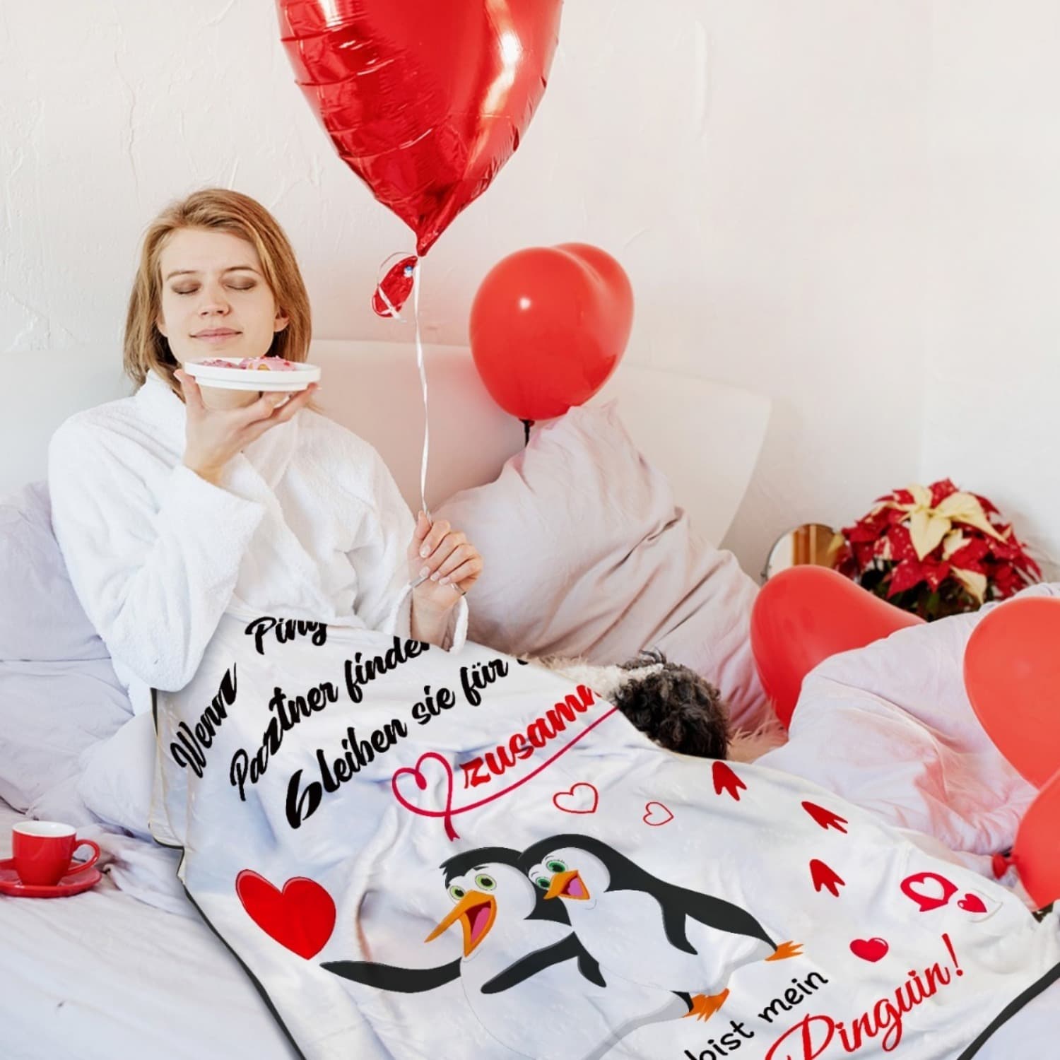 Coperta personalizzabile con pinguino per coppie