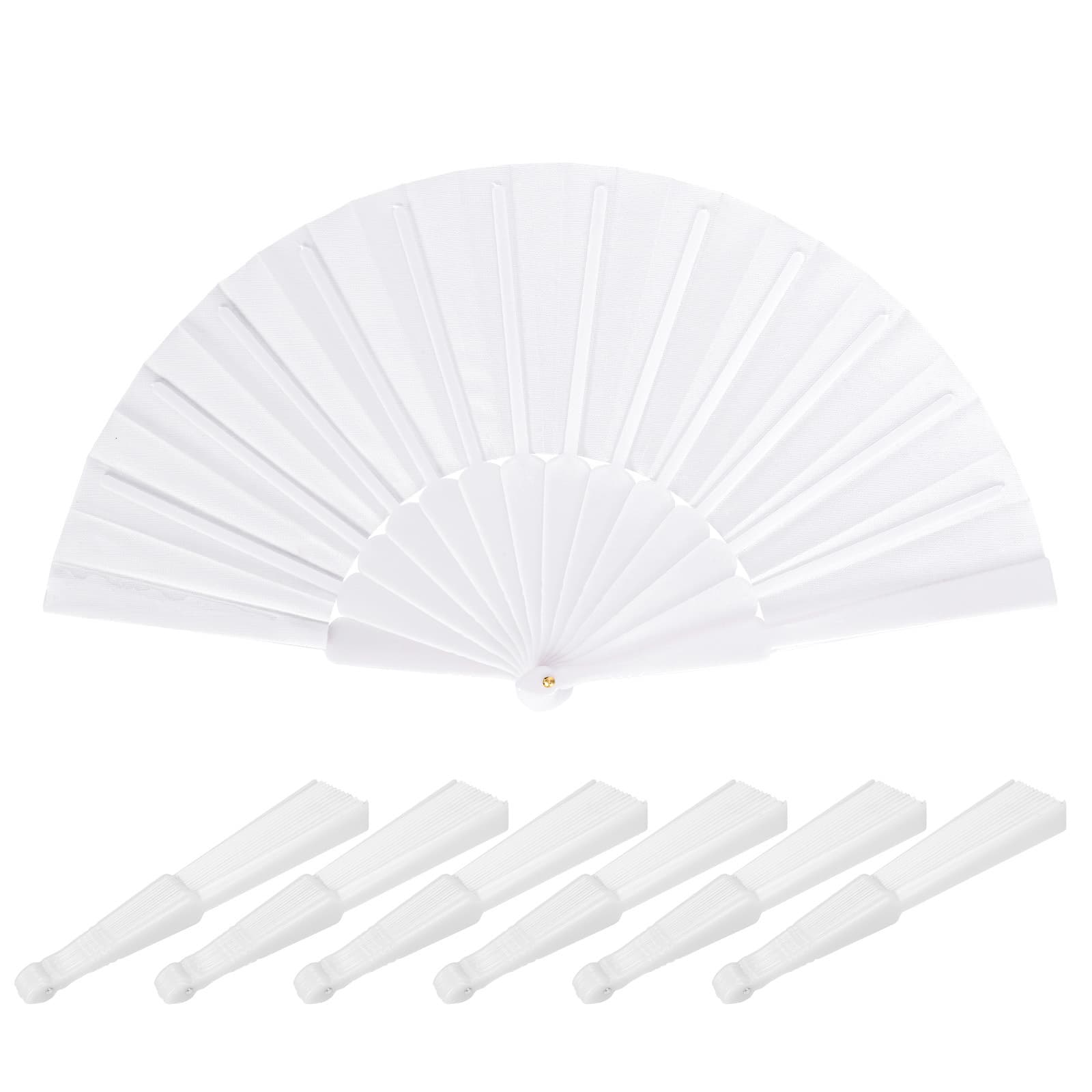 Faltfächer-Set mit 6 weißen Fächern
