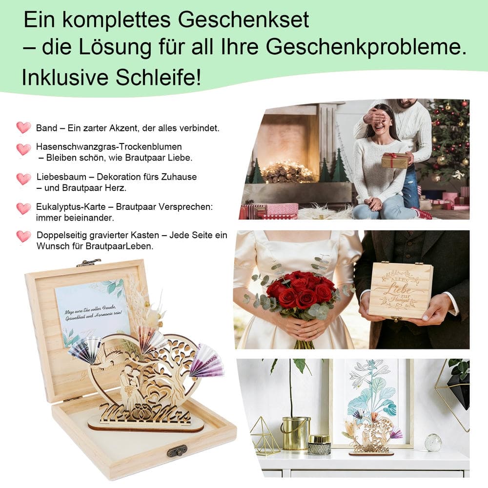 6-teiliges Holzgeschenkbox-Set mit Verschluss, Band & Karte