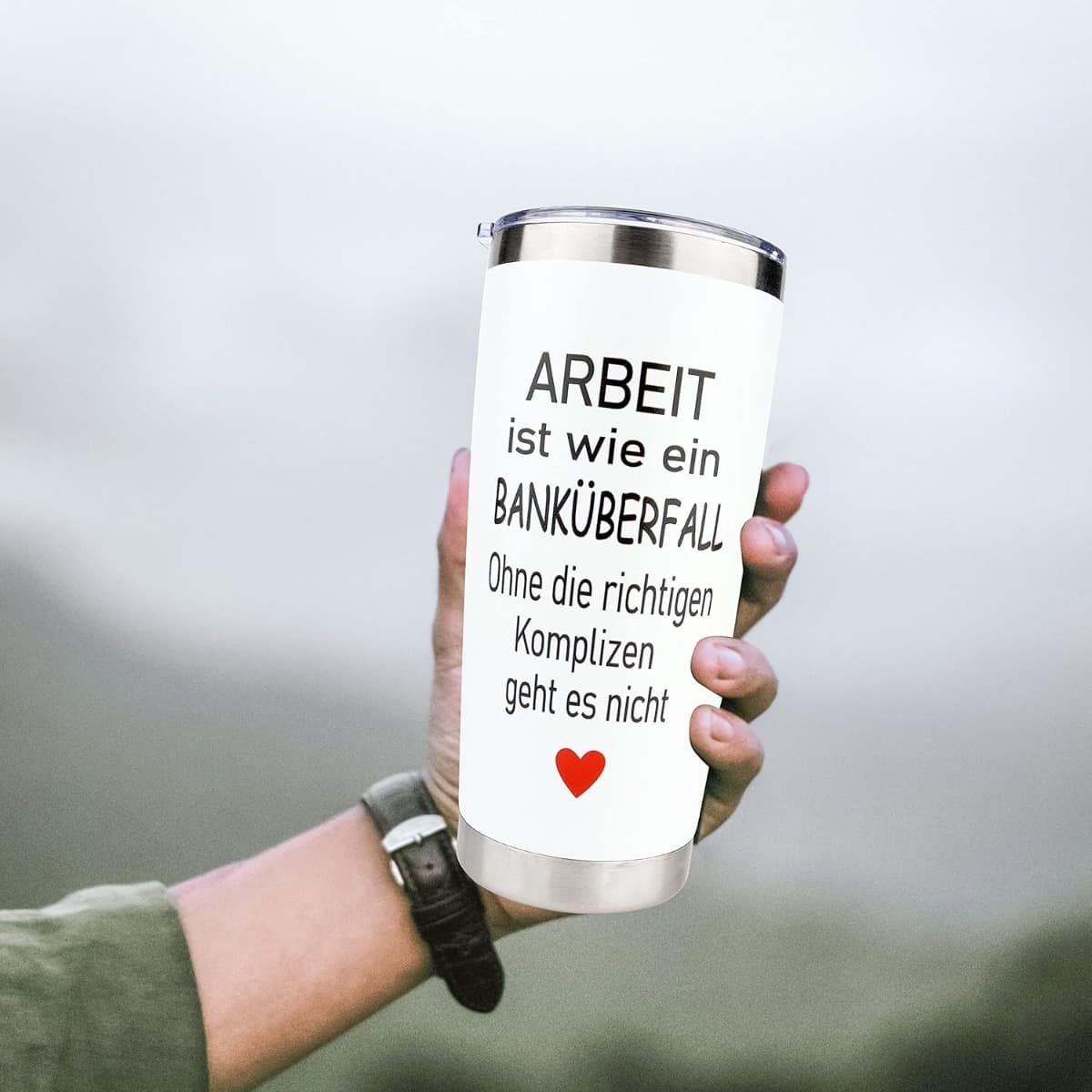 Reisebecher Edelstahl 590 ml mit Deckel