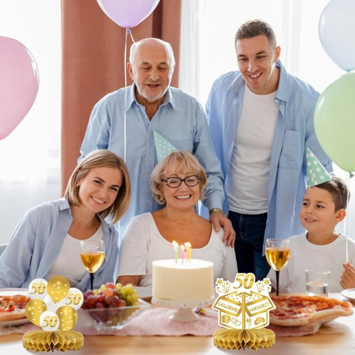 Goldene Hochzeit Deko 9 Teile Wabenbälle