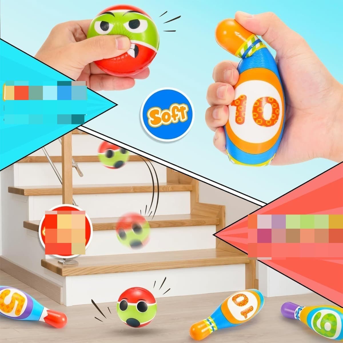 Set balles mousse avec 10 bâtons et 2 balles