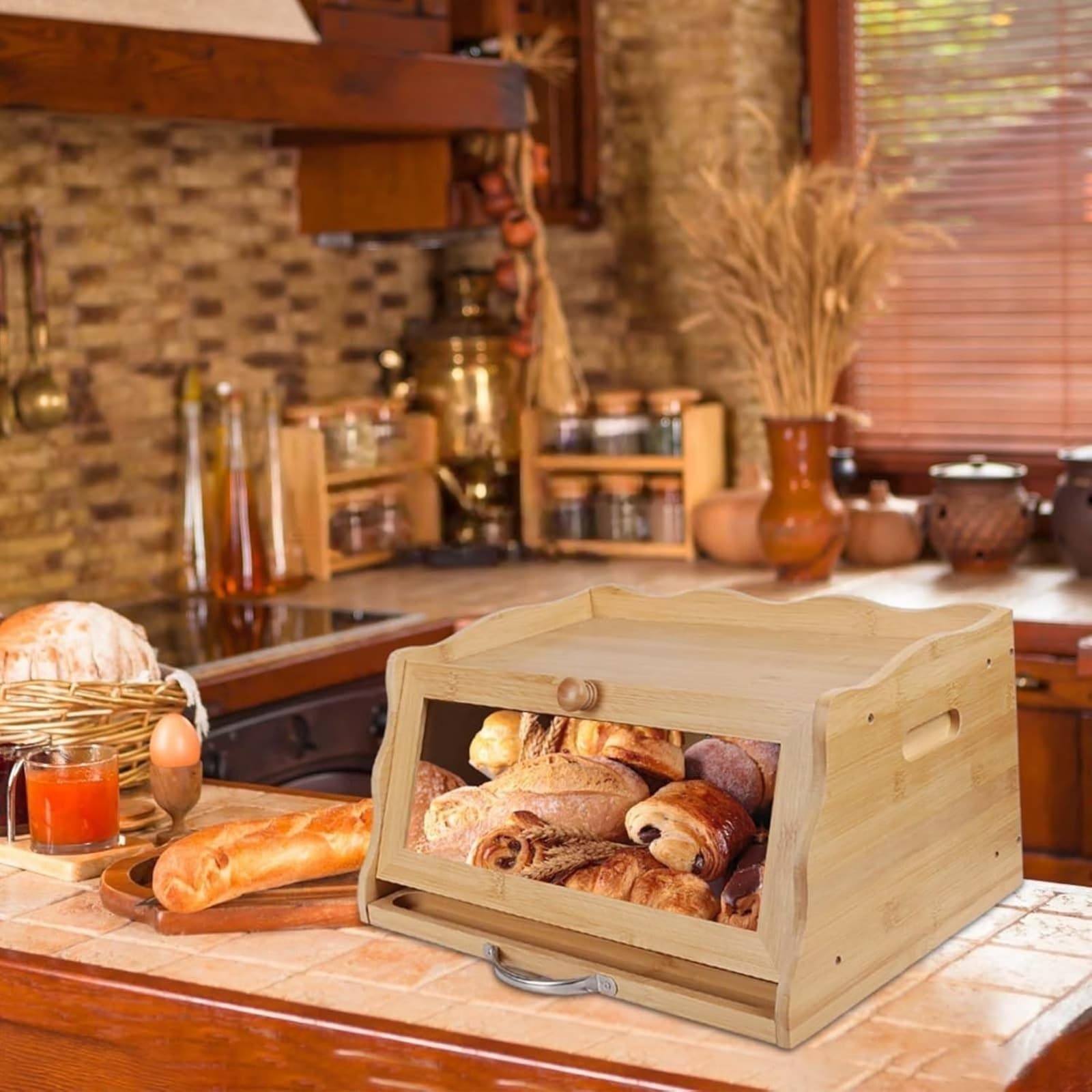 Bamboo Bread Box with Accessories and Party Set
