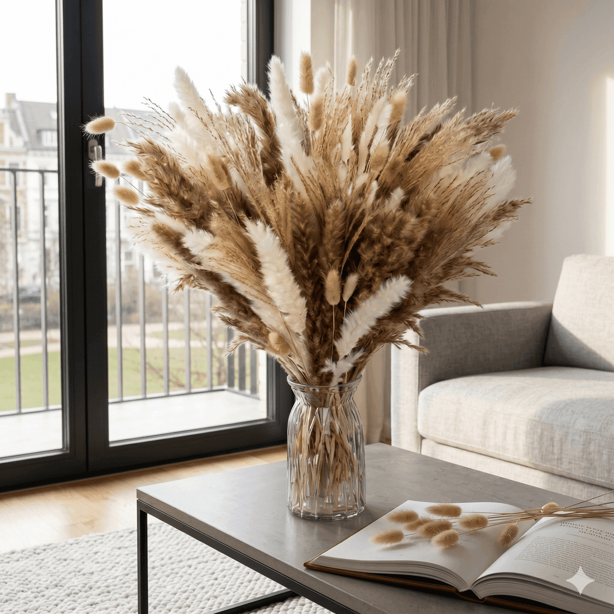 Deko-Bouquet 150 getrocknete Gräser, 6 Sorten