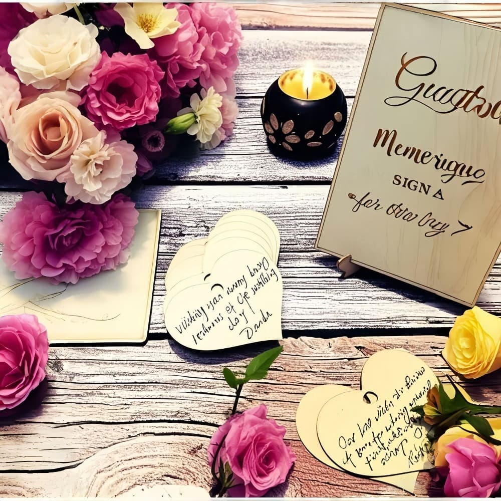 Herzförmiges Holz-Gästebuch zur Hochzeit