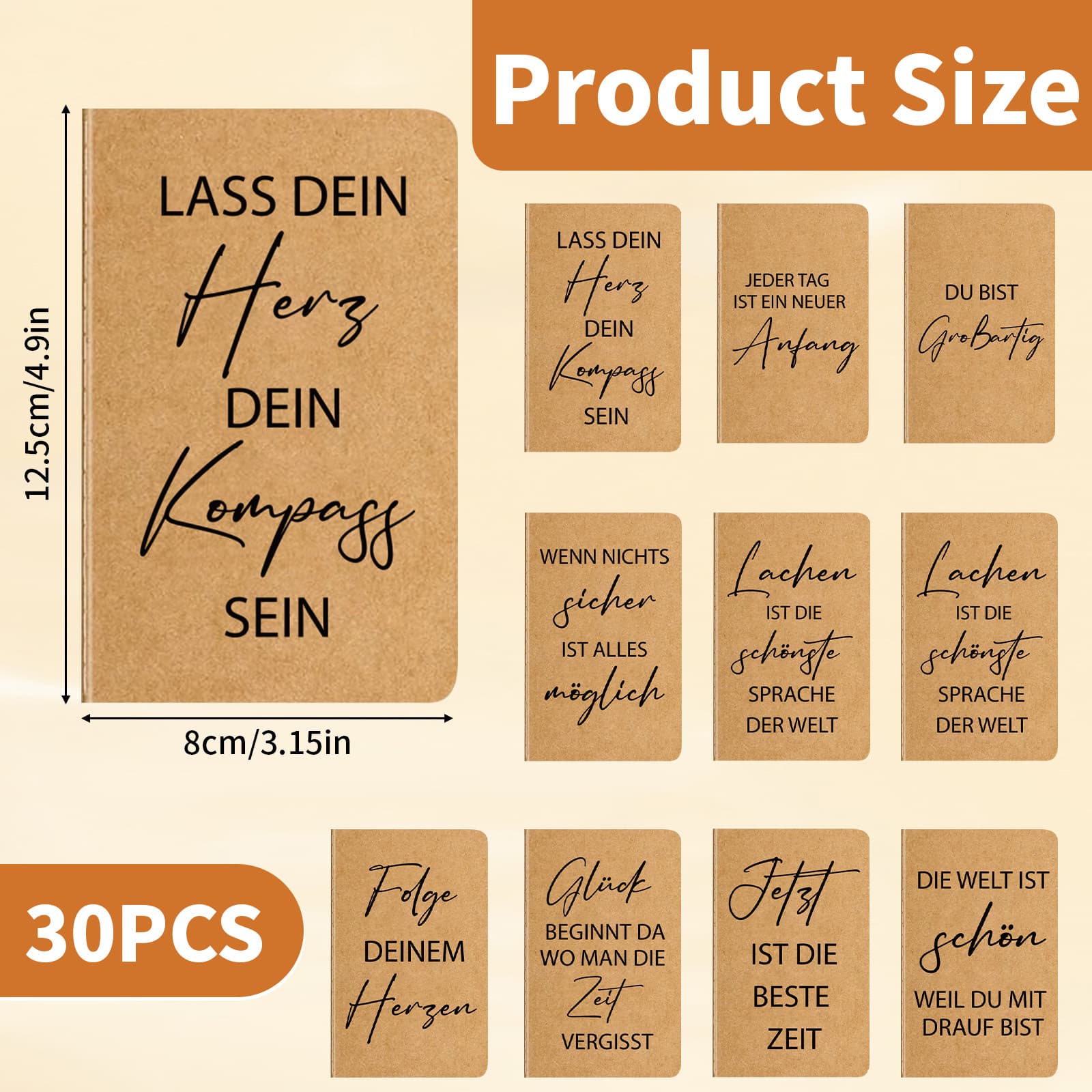 30 Mini-Notizblöcke mit Sprüchen liniert 10 Designs