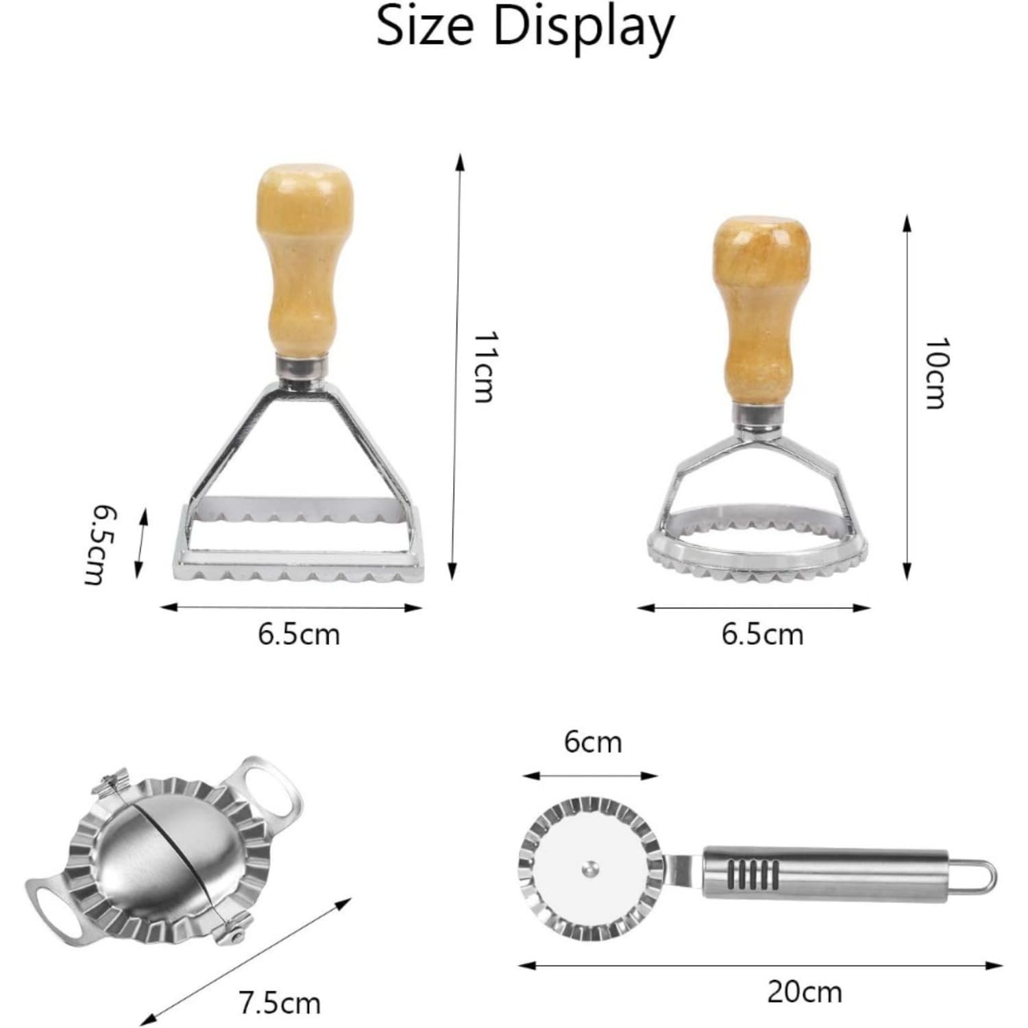 Ravioli Mold Set with Cutters and Stainless Steel Mold, 11 cm
