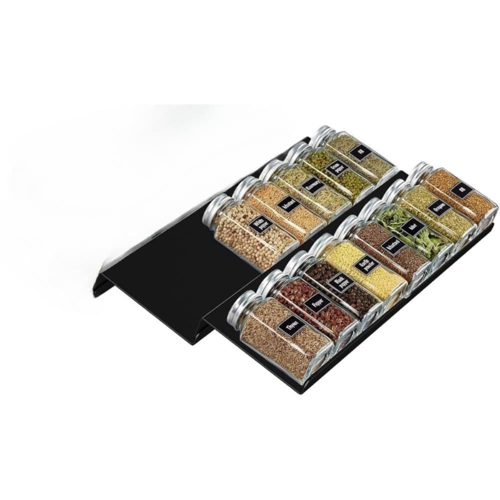 Pull-Out Spice Drawer Organizer, 2-Piece, Black