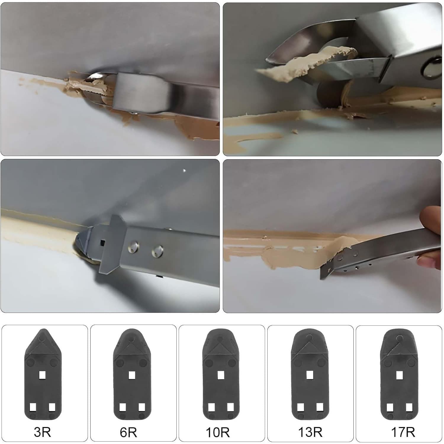 5-in-1 Fugenwerkzeug aus Edelstahl und Silikon, 5 Aufsätze