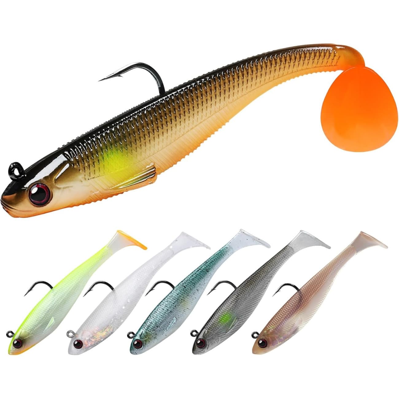 Raubfisch-Kunstköder-Set 6-teilig 9cm 12g T-Tail