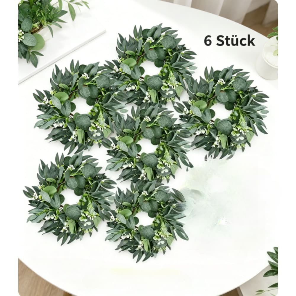 6er-Set Blumenkränze mit Kerzenhaltern, 25 cm