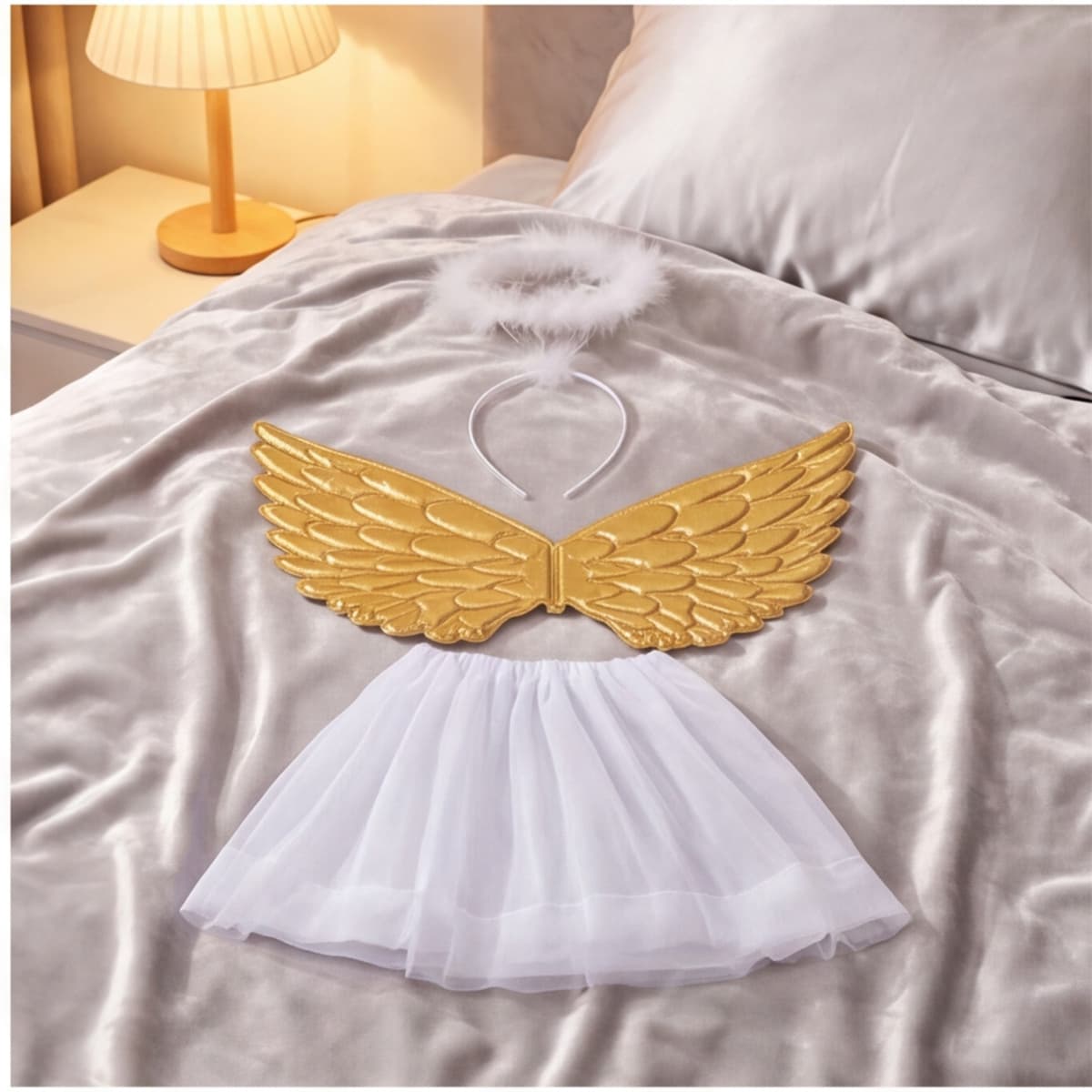 3-Piece Angel Costume Set with Tutu, Headband & Wings