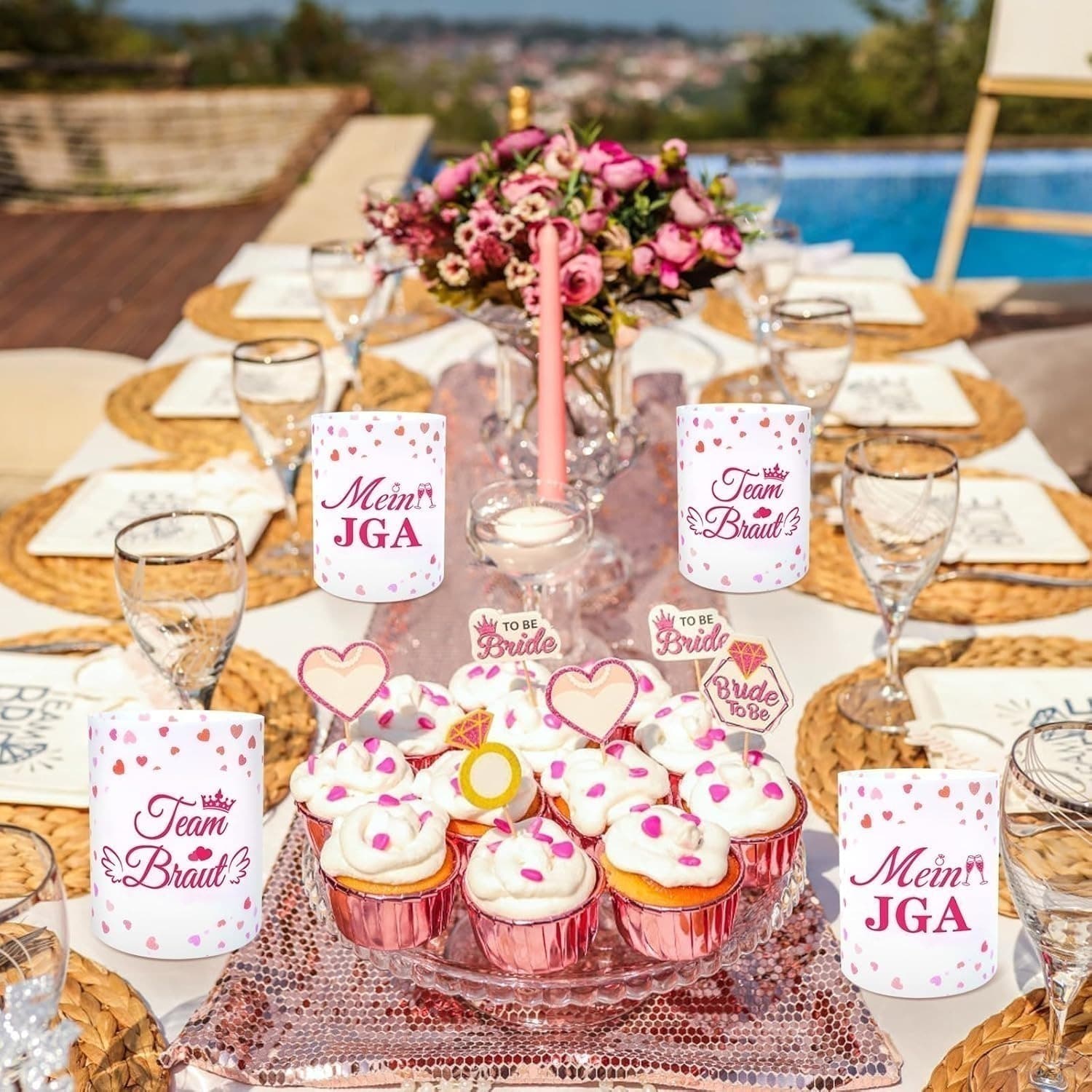 12 rosa Lampenschirme für Partydekoration