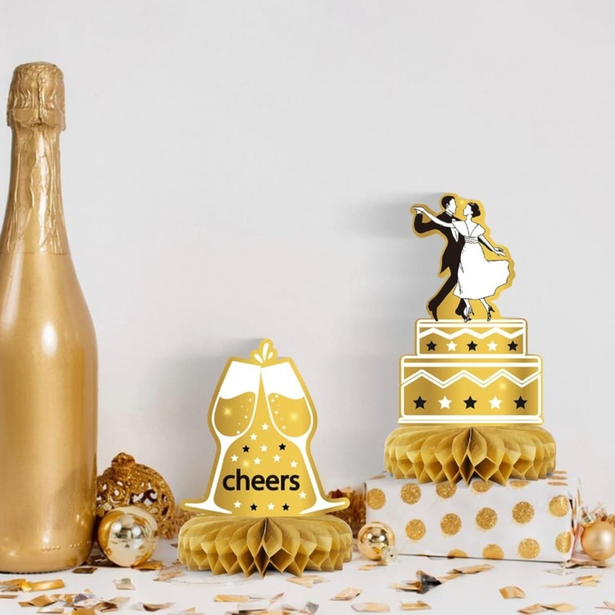 Set di decorazioni dorate per nozze d'oro, 27 pezzi