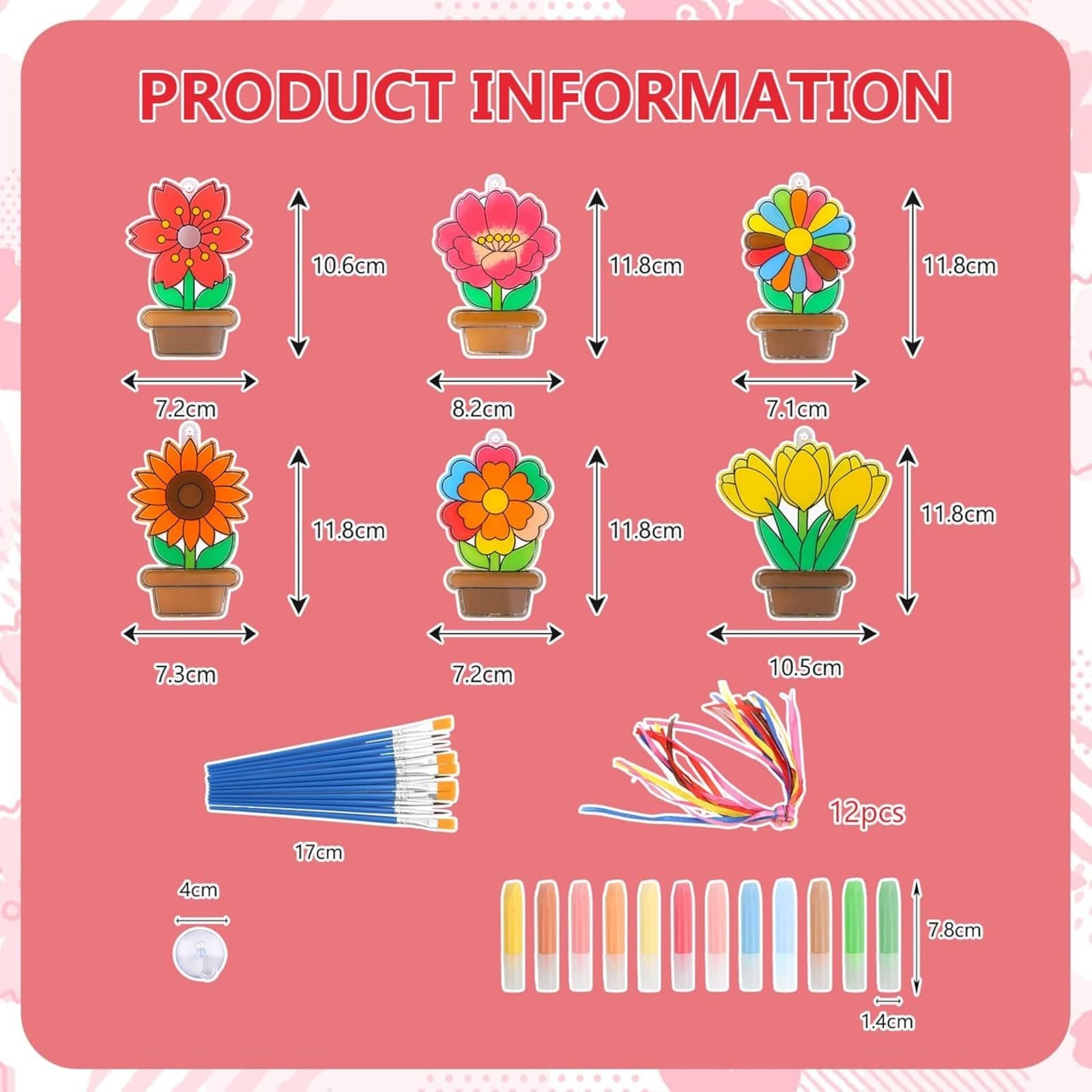 DIY Craft Kit with Acrylic Flowers, Suction Cups and Beads