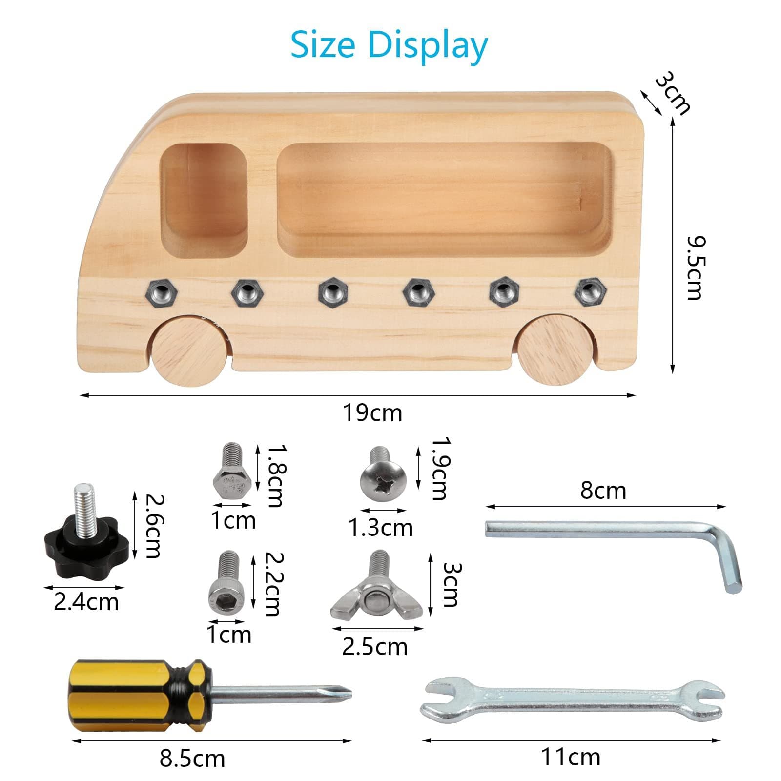 9-Piece Wooden Tool Craft Kit for Model Cars