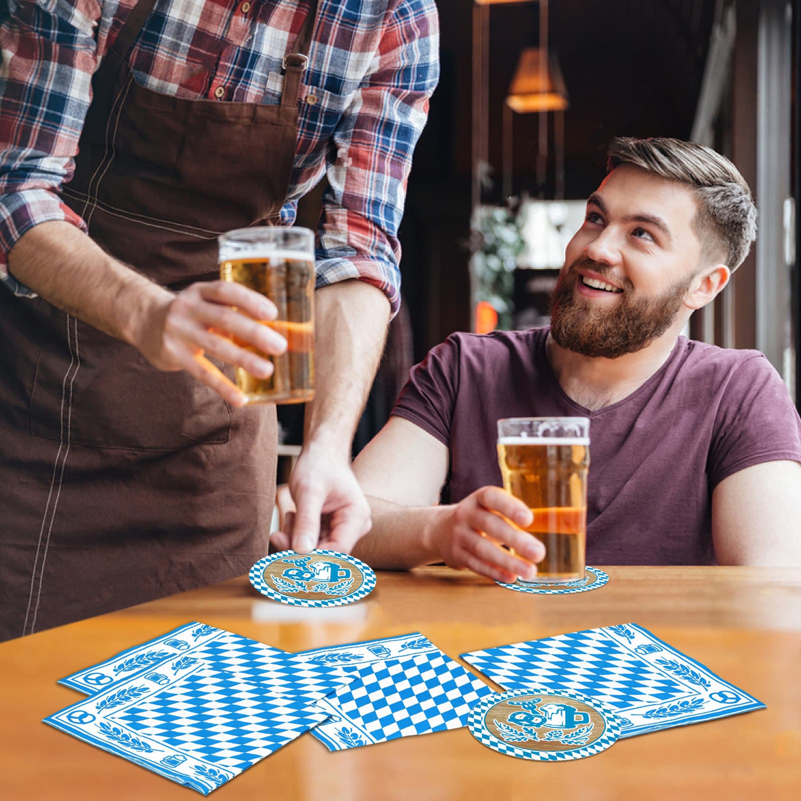 Oktoberfest Tischdeko-Set 40 Servietten 40 Bierdeckel