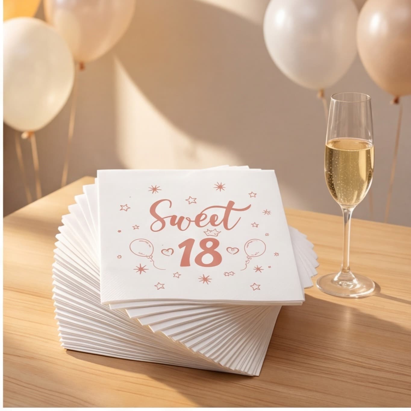 Servietten zum 18. Geburtstag, 40er-Pack, rosa
