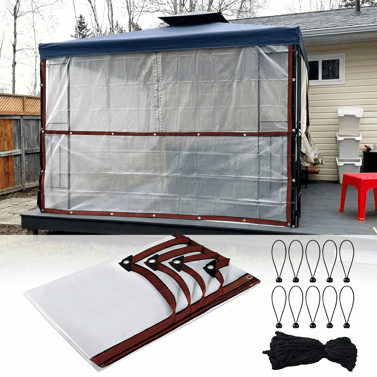 Set telo pesante 2x3 m, 13 pezzi con corde