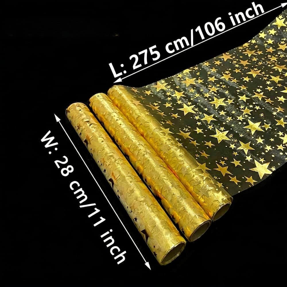 Glitzer-Tischläufer mit goldenen Sternen 28x275 cm
