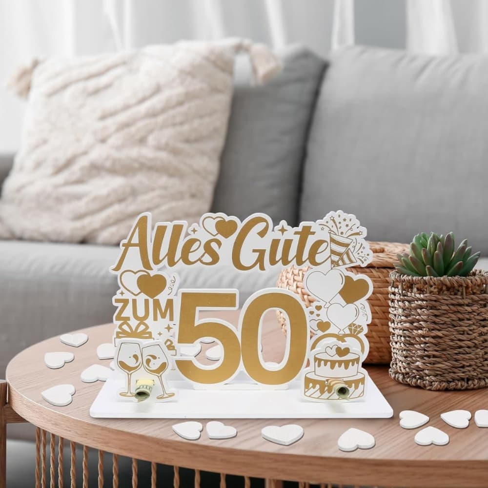 21-teiliges Holzdekor-Set zum 50. Geburtstag