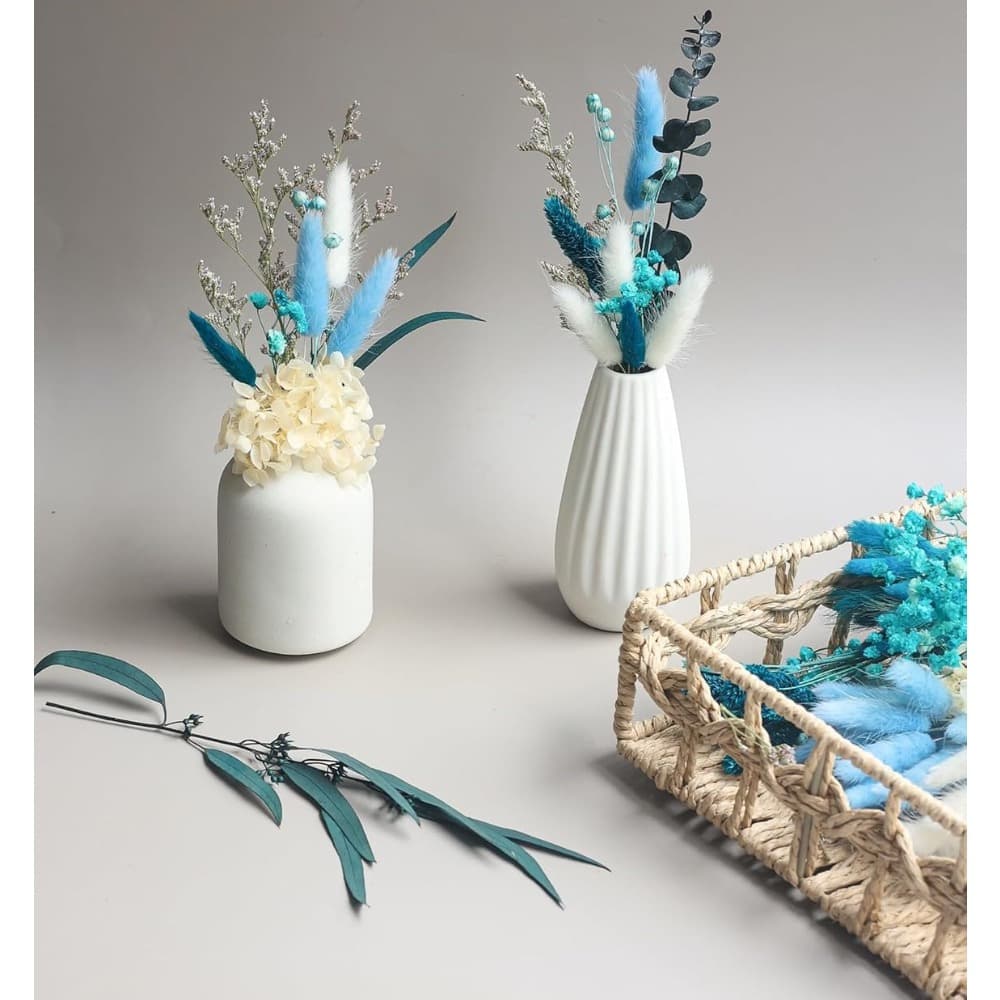 DIY Dried Flower Craft Kit 92 Pieces Blue