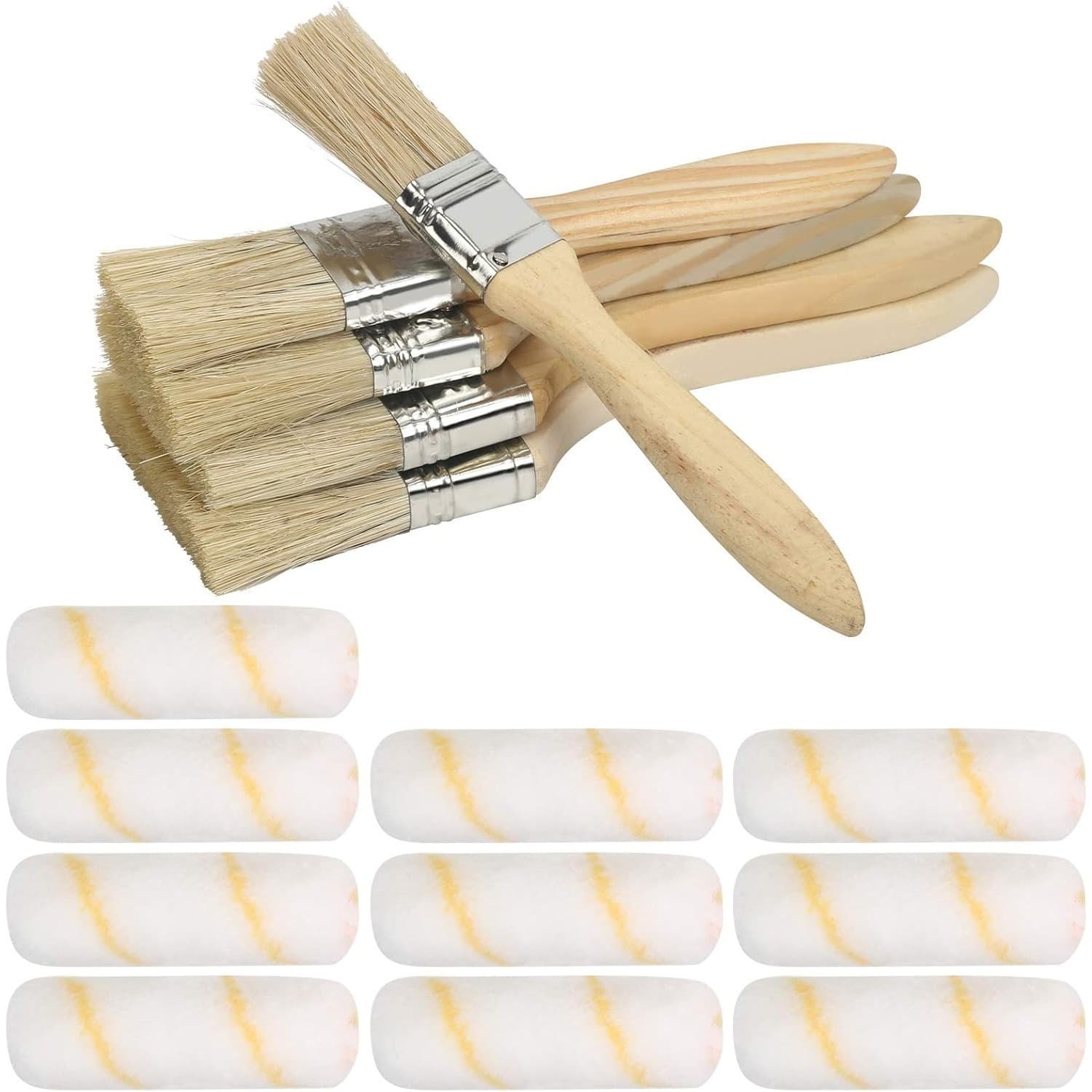 Set da pittura da 16 pezzi con pennelli, rulli e manico