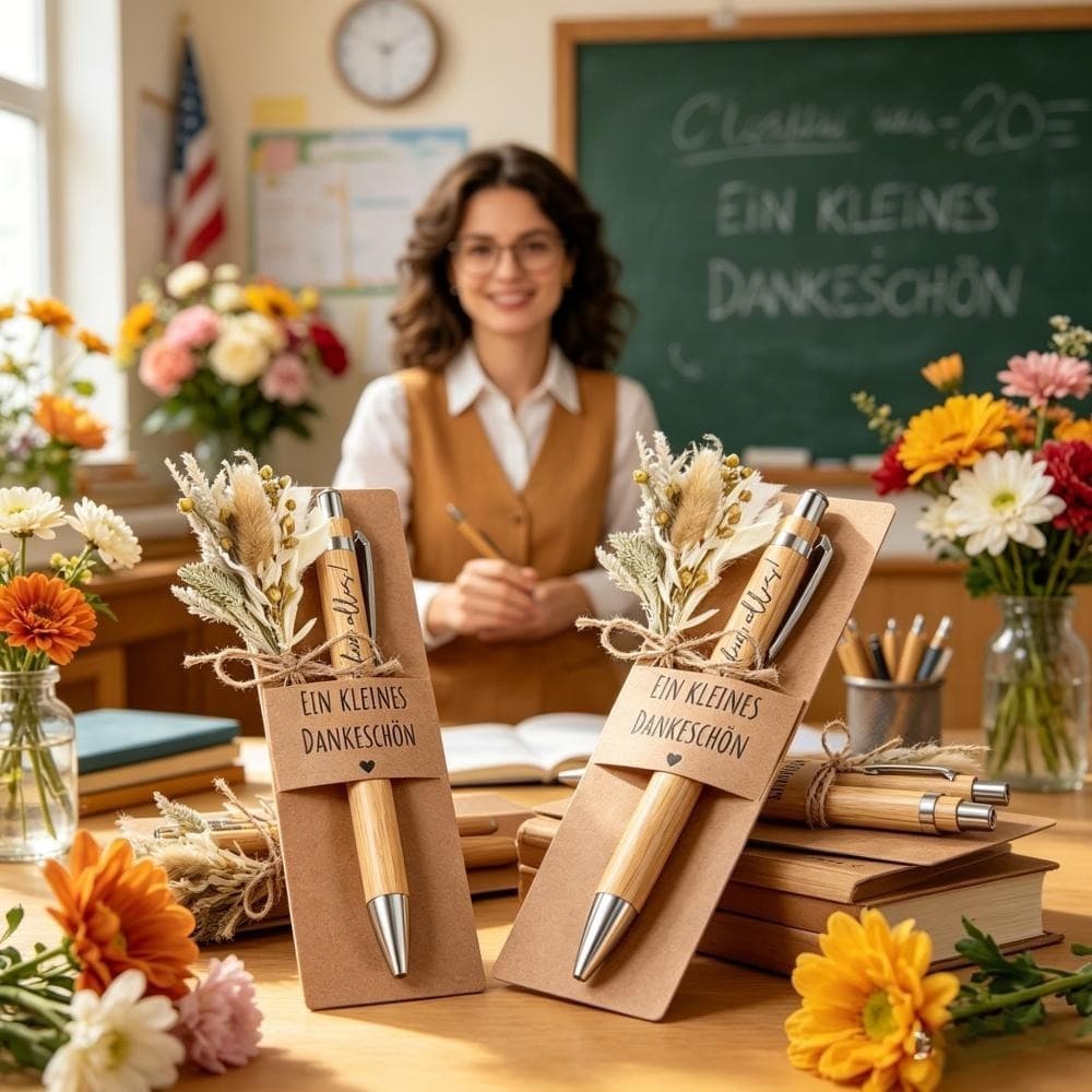 36-teiliges Dankeschön-Set mit Karten, Stiften & Trockenblumen