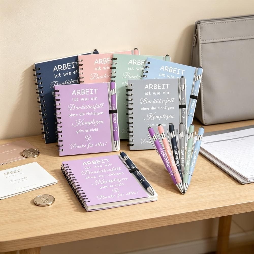 12-teiliges Geschenkset Notizbücher & Stifte